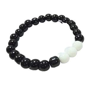 Crystal <b>bracelet</b> <b>Black</b> Obsidian & White jade Round Beads <b>Bracelet</b> 8mm Stone Gemstone Fashion <b>Men</b> and Women Gift Energy - Product Image 3