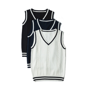 Gilet sans manches en tricot pour homme, couleur unie, col en V, en acrylique, léger, pour l'automne, pull sans manches très vendu pour homme - Product Image 1