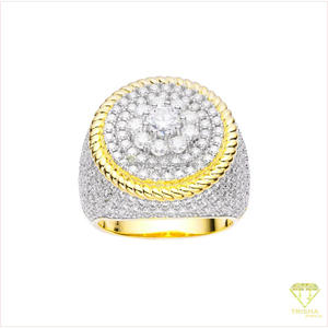 Anillo central redondo de lujo con diamantes de moissanita y plata de ley 925 - Product Image 4