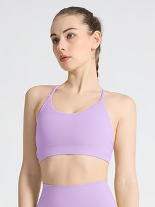 Strappy Keyhole Sports <b>Bra</b> Women Scoop Neck Crop Top Wireless Padded Gym Workout Fitness Activewear <b>Open</b> Back Triangle Bralette - Product Image 4