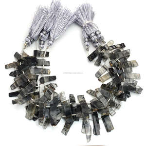 Súper calidad, rutilo negro Natural, forma de rebanada suave, 8 pulgadas, Material de piedras preciosas, hebra de cuentas utilizada en la fabricación de pulseras y joyas - Product Image 1