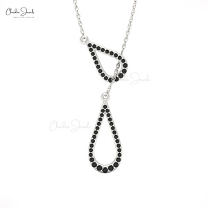 Nouveau collier à pendentif en diamant noir naturel 0,31 CTW, or massif 14 carats, double maillon, provenant d'un fournisseur vérifié - Product Image 2