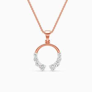 Collar de Diamantes en Oro Rosa, Corte Brillante Redondo, Color G, Piedra Natural, Unisex, Clásico, Uso Diario, Chapado en Oro de 18K, Minimalista - Product Image 2