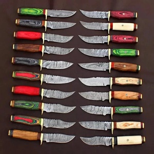 Cuchillo de caza utilitario de acero de Damasco con punta de clip y espiga oculta, mango de madera Pakka, 6 pulgadas, grado industrial, venta al por mayor. - Product Image 1