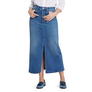 Latest Design Long Denim Skirts 2025 Wholesale Low Price Casual Wear Women Denim Cotton Skirts OEM Serviced - Product Image 1