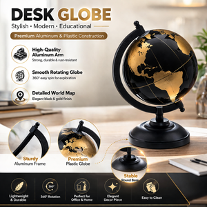 Globo Terráqueo Ejecutivo Premium con Base de Aluminio para Escritorio | Globo Terráqueo Educativo con Mapa Detallado para Escritorio de Oficina, Mesa de Estudio y Decoración del Hogar - Product Image 6