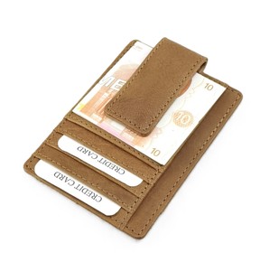 Porte-cartes vintage en cuir Crazy Horse lavé avec fermeture magnétique, portefeuille de serveur avec fenêtre transparente pour carte d'identité et carte de crédit, fin et simple - Product Image 3