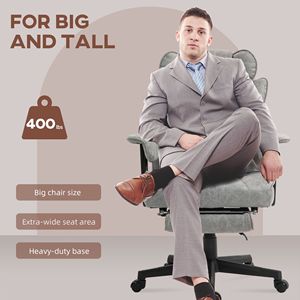 Sedia da Ufficio Ergonomica Reclinabile per Persone Alte e Robuste, Capacità 180 kg, Schienale Alto, Poggiapiedi, Supporto Lombare, Base in Nylon Grigio, Materiale PU - Product Image 5