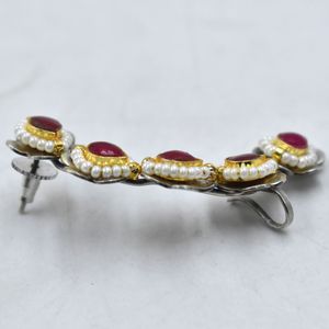 Trending Flower Pattern <b>Cuff</b> <b>Earrings</b> Vintage Silver Look Alike stone <b>ear</b> <b>cuff</b> for Women's Alloy Jewelry for Women and Girls - Product Image 3