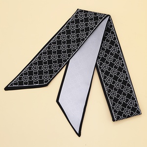 Pañuelo de Seda con Patrón Geométrico, Largo y Estrecho, Accesorio de Moda para Mujer, Multifuncional, para Todas las Temporadas - Product Image 4