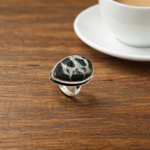 Vintage Black Septarian Gemstone <b>Ring</b> 925 Sterling <b>Silver</b> Rose Gold Yellow Gold Plated Handmade <b>Statement</b> Jewelry Gift Women Her - Product Image 1