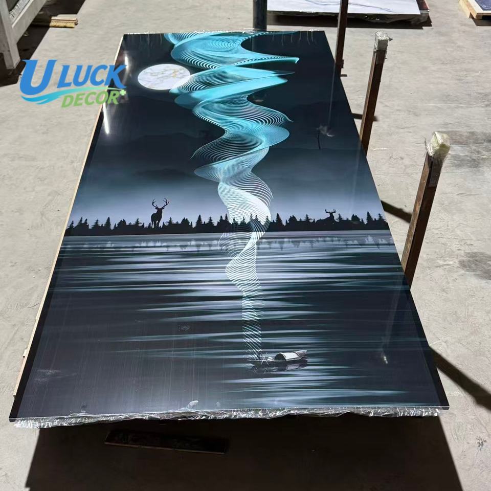 Modern 1220*2440/2800mm PVC UV Wall Panel 3D Printed Color Waterproof ...