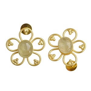 Pendientes Clásicos Vintage con Flores, Chapados en Oro de 18K, con Bisel de Cuarzo, Joyería de Latón para Mujer, para Bodas - Product Image 4