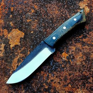 Cuchillo de caza fijo profesional de acero inoxidable con espiga dentada y mango completo, texturizado, para supervivencia al aire libre, venta al por mayor - Product Image 5