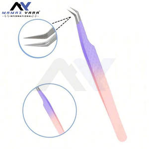 Pinzas de Acero Inoxidable con Puntas de Fibra en Degradado Rosa y Morado, Agarre Fuerte, para Extensiones de Pestañas, Color Morado Personalizable - Product Image 4