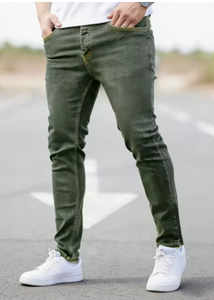 Jean en denim délavé déchiré coupe droite pour homme, style décontracté, coupe slim, couleur unie foncée - Product Image 6