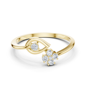 Purecarat elegante estilo floral corte redondo diamante Bypass anillo de bodas elegante colección de anillos de diamantes - Product Image 3