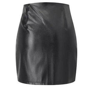Women PU Leather Pencil <b>Skirt</b> High Waist Solid Color Shiny Minimalist Design - Product Image 2