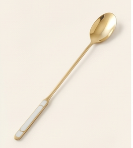 Cuillères à cocktail élégantes plaquées or avec manche blanc, outils de bar pour mélanger, ensemble de barware de luxe pour la préparation de cocktails - Product Image 5