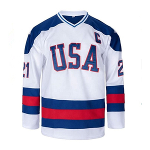 Maillot de hockey sur glace USA pour homme, col en V, manches longues, broderie en twill, polyester respirant, coupe classique pour adulte - Product Image 4