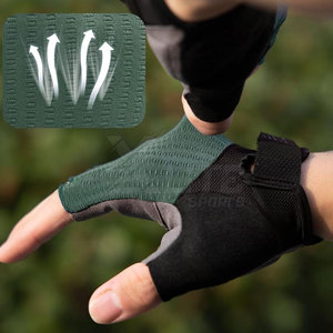 Comfortable Fit Half Finger Racing Cycling <b>Gloves</b> Hook Loop Closure Durable Breathable Neoprene/Leather Strong Grip Flexible - Product Image 3