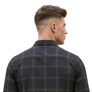 Camisa de Franela a Cuadros Negra para Hombre, Manga Larga, con Botones, Estilo Casual, Tela Suave Cepillada, Moda Urbana - Product Image 4