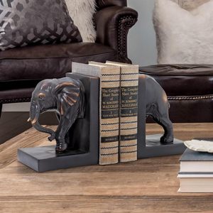 Porte-livres en métal noir en forme d'éléphant, porte-livres décoratifs en forme d'animaux pour la maison, le bureau, la bibliothèque, la décoration des étagères - Product Image 5