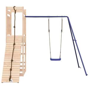 Grande Set da Gioco per Esterni Resistente con Altalena in Legno di Pino Blu Massiccio, Design in Legno Naturale - Product Image 3
