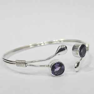 925 argent Sterling excellente qualité coupe ronde améthyste pierre précieuse concepteur fait à la main Unique Vintage personnalisé bracelet pour les femmes - Product Image 2
