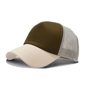 Gorra de béisbol trucker de algodón con malla, visera curva de 5/6 paneles, logotipo personalizado, ajustable, con bloques de color y patchwork, al por mayor - Product Image 5