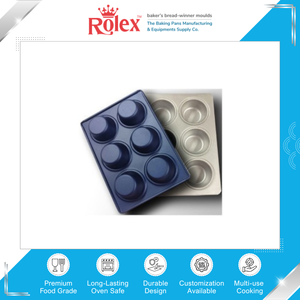 ผู้จัดจำหน่ายมืออาชีพจำหน่ายถาดอบเคลือบสารกันติด ขนาด 0.6 มม. อลูสตีล 35 กรัม ถาดอบเค้ก/มัฟฟิน 6 ถ้วย สำหรับขาย - Product Image 2