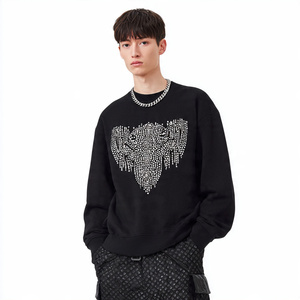 OEM Rhinestone Winter Sweatshirts <b>Men</b> Street Autumn Rhinestone Sweat Shirts <b>Men's</b> Casual Wear <b>Studded</b> Crew Neck Sweatshirt - Product Image 3