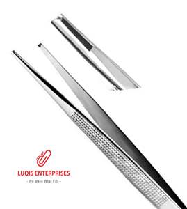 Pinzas quirúrgicas marrones de carburo de tungsteno con dientes serrados 1x2, pinzas de pulgar fuertes de acero inoxidable, instrumento médico - Product Image 2