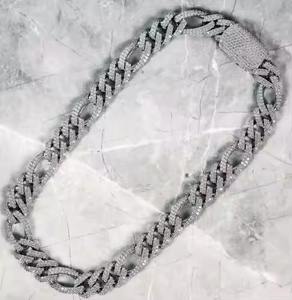 925 Sterling <b>Silver</b> 14K White Gold Men's <b>Cuban</b> <b>Chain</b> 18mm, 22inchVVS1 Moissanite Diamond Pendant Charm Excellent Touch - Product Image 1