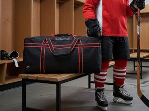 Custom Logo Nylon Ice Hockey Team Gear <b>Bag</b> Waterproof Large Capacity Sports <b>Travel</b> Duffel with <b>Wheels</b> - Product Image 1