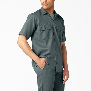 Conjunto de Ropa de Trabajo Unisex de Color Sólido, Camisa de Manga Corta y Pantalones de Viscosa/Poliéster, Transpirable, Ecológico, de Secado Rápido, Estilo Casual de Primavera - Product Image 3