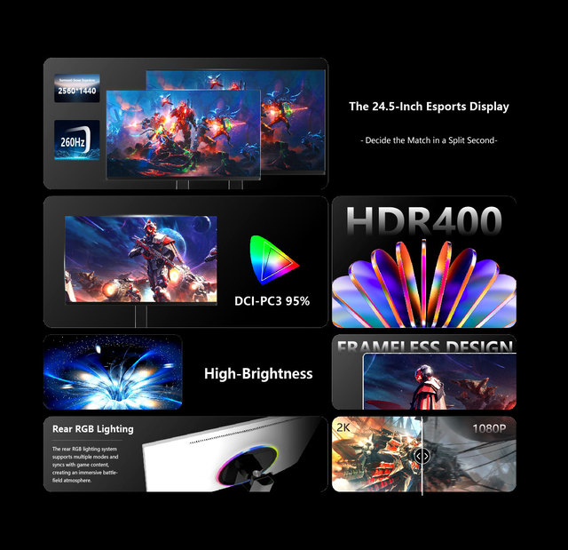 24.5 Inch 240Hz Gaming Monitor IPS HDR Type-C PC Monitor OEM ODM Bulk Supply Factory Price
