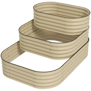 Set di Fioriere Rialzate a 3 Livelli con Fondo Aperto, 62.25 X 43 X 32.25, con Bordo di Sicurezza per la Coltivazione di Verdure, Erbe e Fiori - Product Image 1
