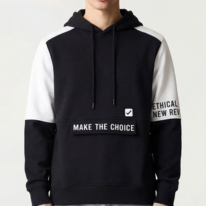 Sweat à capuche raglan noir et blanc pour homme, imprimé Make Choice, streetwear, écologique, 100% coton, molleton français, coupe classique, vêtements d'hiver - Product Image 2