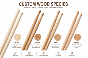 Baquetas de Madera Sólida Personalizadas, Baquetas de Madera OEM ODM, Baquetas Profesionales para Práctica, Interpretación y Grabación - Product Image 4