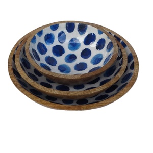 Cuencos de madera con patrones florales para ensalada, cuencos para servir Pasta, fideos, comida, Bol para servir ensalada, Mango de madera - Product Image 1