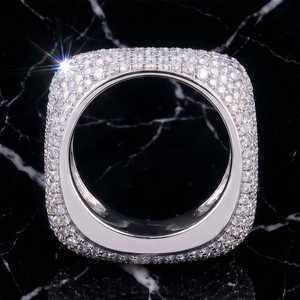 Bague pour homme en moissanite taillée multi-formes style Hip Hop, en argent 925 véritable, bijou de rappeur raffiné, idéal pour cadeau de fête ou cocktail - Product Image 4