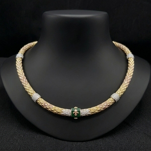 Elegante Collar de Cadena Tricolor de 9K para Mujer, Joyería de Lujo con Brillo, Ideal para Bodas y Fiestas, Regalo de Joyería Fina - Product Image 4
