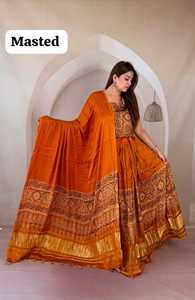 Ajrakh Lehenga with Dupatta Handcrafted <b>Block</b> <b>Print</b> Ethnic Wear Navratri Garba Lehenga Set - Product Image 4