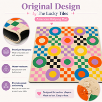 Tapis de Mahjong Moderne Pliable en Néoprène à Motif Damier Géométrique Original 33'' Tapis de Table Antidérapant Boutique Cadeau Américaine