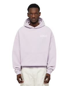 Haute qualité bouffée impression Logo surdimensionné épais lavande sweats à capuche unisexe poids lourd manches longues 100% coton pull à capuche hommes - Product Image 1