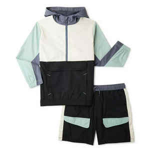 Custom Nylon <b>Tracksuit</b> Wind Breaker Zip up Hoodie and Shorts Set Plain Windbreaker Short Set Men Windbreaker <b>Tracksuit</b> Set - Product Image 6