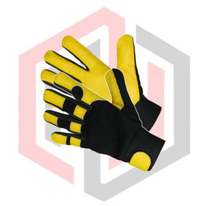 Hand Protective Mechanic Gloves Customized Split <b>Leather</b> Anti-Vibration Anti-Slip Anti-Heat Anti-Cut Knit <b>Wrist</b> <b>Cuff</b> Powder-Free - Product Image 1