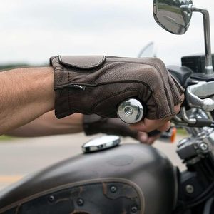 Custom Genuine Leather Half Finger Motorcycle Driving Gloves Soft Breathable Anti Slip Outdoor Sports Gloves for Men - Product Image 6