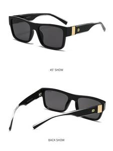 Lunettes de soleil carrées unisexes L2510 à monture large, style rétro, protection UV400, en polycarbonate, légères, confortables, motif uni, pour voyage et usage quotidien, modernes - Product Image 6